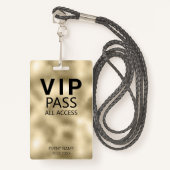 Badge Carte VIP All Access QR Code Event Gold Foil (Devant avec lanière)