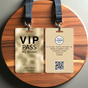 Badge Carte VIP All Access QR Code Event Gold Foil