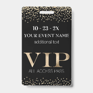 Badge Carte VIP Black and Gold Event