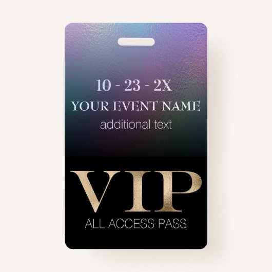 Badge Carte VIP Black and Holographic Event (Devant)