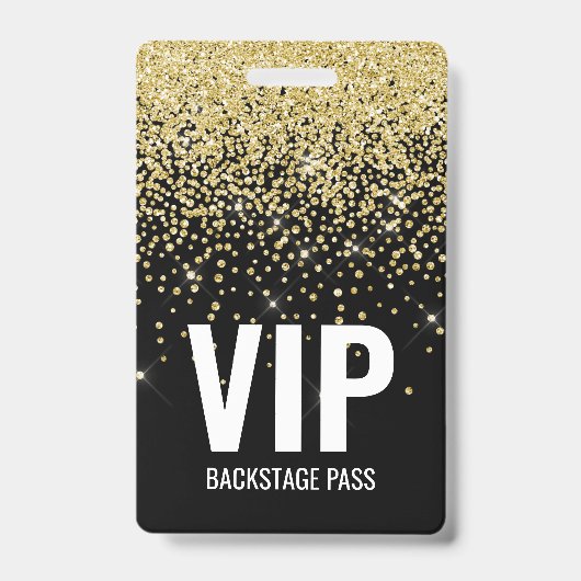 Badge Carte VIP Black Gold Parties scintillant avec code (Avant)