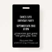 Badge Carte VIP Black personnalisée Invitation de fête d (Dos)