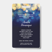 Badge Carte VIP Invitation Gold Bokeh Quinceañera (Back)