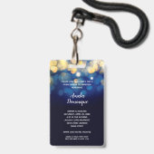 Badge Carte VIP Invitation Gold Bokeh Quinceañera (Back with Lanyard)
