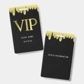 Badge Carte VIP Or Noir Moderne (Avant & arrière)