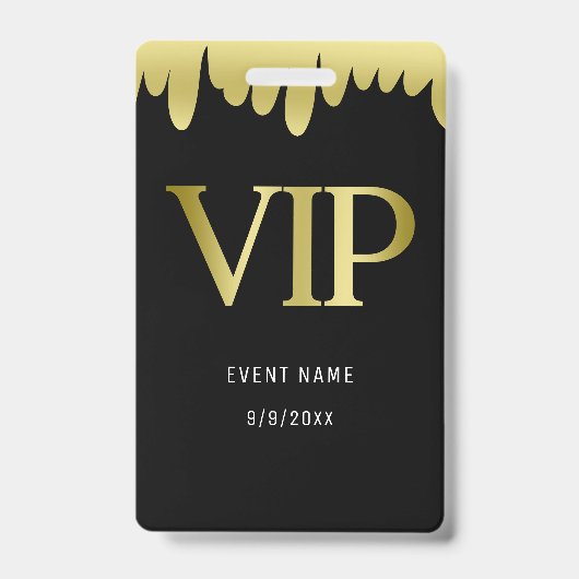 Badge Carte VIP Or Noir Moderne (Avant)