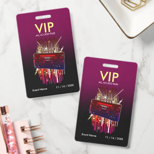 Badge Carte VIP personnalisée avec dégradé de violet et 