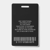 Badge Cartes d'identification de code à barres personnal (Arrière)