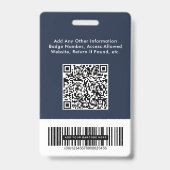 Badge Cartes d'identité avec codes QR et codes-barres po (Arrière)