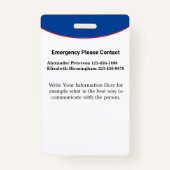 Badge Cartes d'identité de l'employé (Dos)