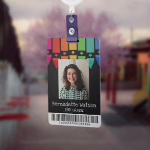 Badge Cartes d'identité d'enseignant avec code-barres cr