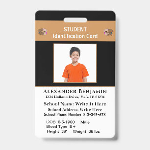 Badge Cartes d'identité scolaires avec photo de l'élève