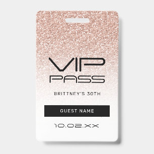 Badge Carton d'invitation VIP fête 30 ans avec ombre ros