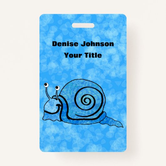 Badge Cartoon Snail Blue Patterned Shell sur Mix of Blue (Devant)