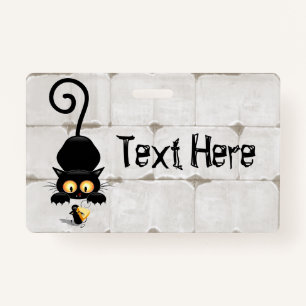 Badge Cat and Mouse with Cheese Fun Cartoon Characters