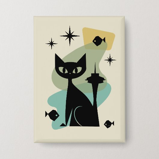 Badge Cat de Seattle moderne du milieu du siècle (Recto)