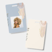 Badge Catcher de rêve Boho Peach Dusty Blue (Avant & arrière)