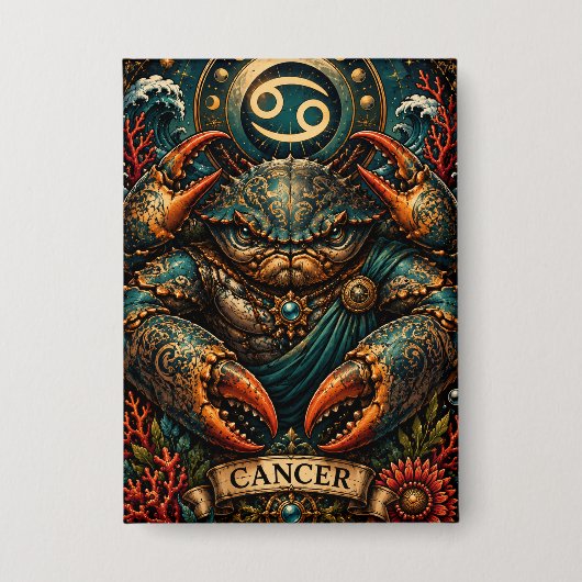 Badge  Celestial Masculine Zodiac Cancer design (Recto)