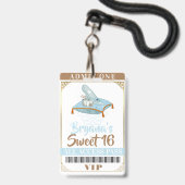 Badge Cendrella Slipper Princesse Douce 16 Passe VIP (Arrière avec lanière)