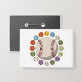 Badge Cercle de baseball coloré (Recto/Verso)