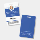 Badge Cercle de photo d'identité et logo bleu pour emplo (Avant & arrière)