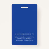 Badge Cercle photo de l'employé Médicale bleu ID et logo (Dos)