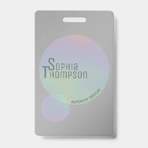 Badge Cercles arc-en-ciel holographiques modernes de Fau