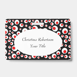 Badge Cercles rouges vifs abstraits dans des cercles bla