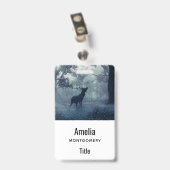 Badge Cerf avec Antlers dans une forêt ombragée (Dos avec clip)