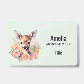 Badge Cerf mignon entouré de roses (Arrière)