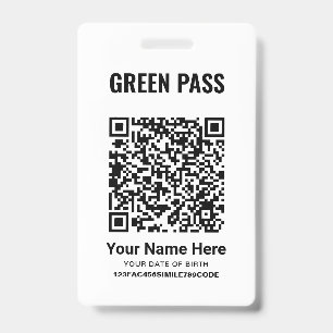 Badge Certificat de vaccination Green Pass PVC Cool Blan