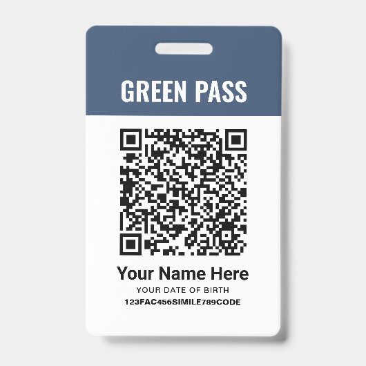 Badge Certificat de vaccination Green Pass PVC Navy Blue (Avant)