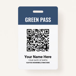 Badge Certificat de vaccination Green Pass PVC Navy Blue