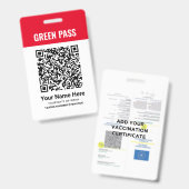 Badge Certificat de vaccination Green Pass PVC Rouge (Avant & arrière)