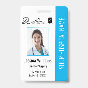 Badge Certification de photo d'employé d'hôpital ID bleu