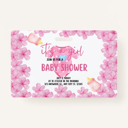 Badge c'est un baby shower fille (Devant)