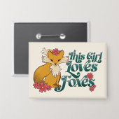 Badge Cette fille aime les renards aux fleurs (Recto/Verso)