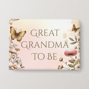 Badge Champignons et Fleurs Cottage Core Arrière-grand