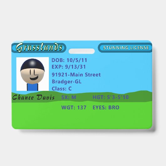 Badge Chance's Stunning License (Front)