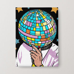 Badge Chanteur Pop Art Boule À Facettes Boule Disco