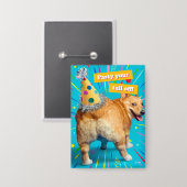 Badge Chapeau d'anniversaire Corgi Butt (Recto/Verso)