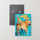 Badge Chapeau d'anniversaire Corgi Butt (Recto/Verso)