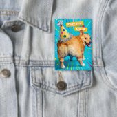 Badge Chapeau d'anniversaire Corgi Butt (Insitu)