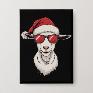 Badge Chapeau de Noël de chèvre drôle mignon animal de f
