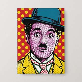 Badge Chaplin Pop Art Retro Cinematic Portrait Bowler