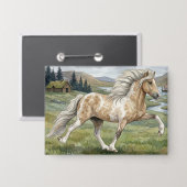 Badge Charismatic Pinto Icelandic Mare watercolor (Recto/Verso)