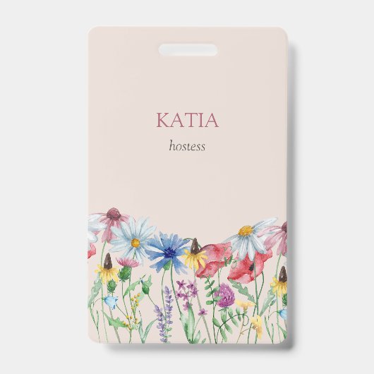 Badge Charme Fleur Sauvage Nom Floral de Campagne (Avant)