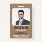 Badge Charme Rustique Kraft Papier Employé Entreprise (Devant)