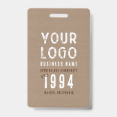 Badge Charme Rustique Papier Kraft Employé Entreprise (Arrière)