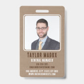 Badge Charme Rustique Papier Kraft Employé Entreprise (Avant)